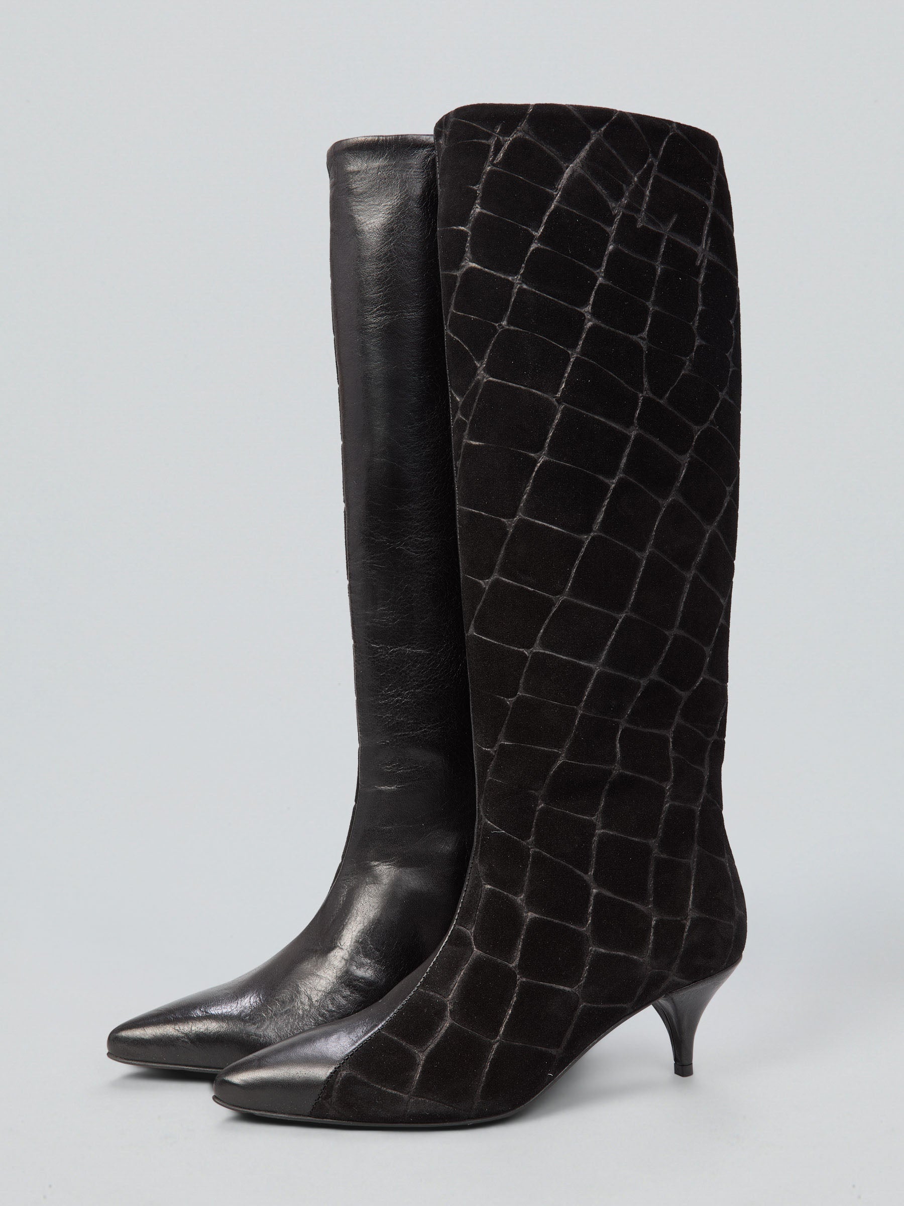 Ovyè Stivali pelle camoscio cocco nero tacco 6 cm