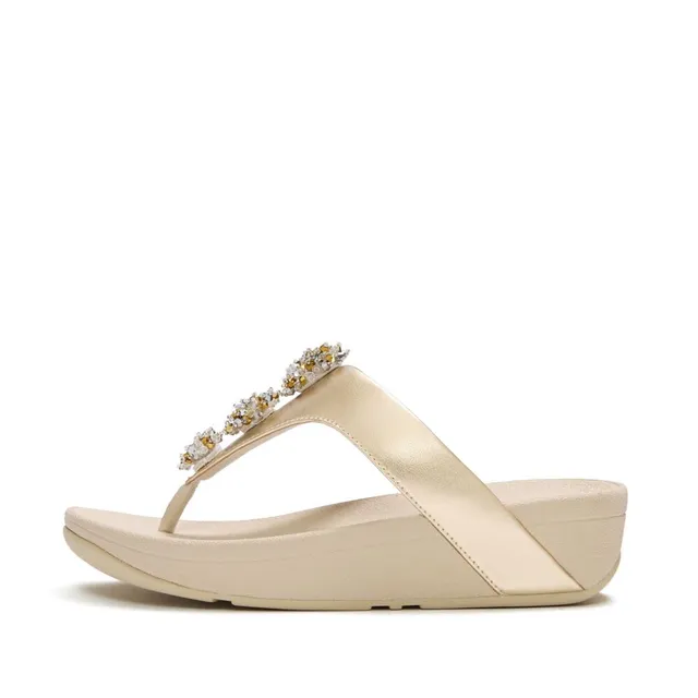 FitFlop Flowrise Metallic Adornment Toe-Post sandali donna oro rosa
