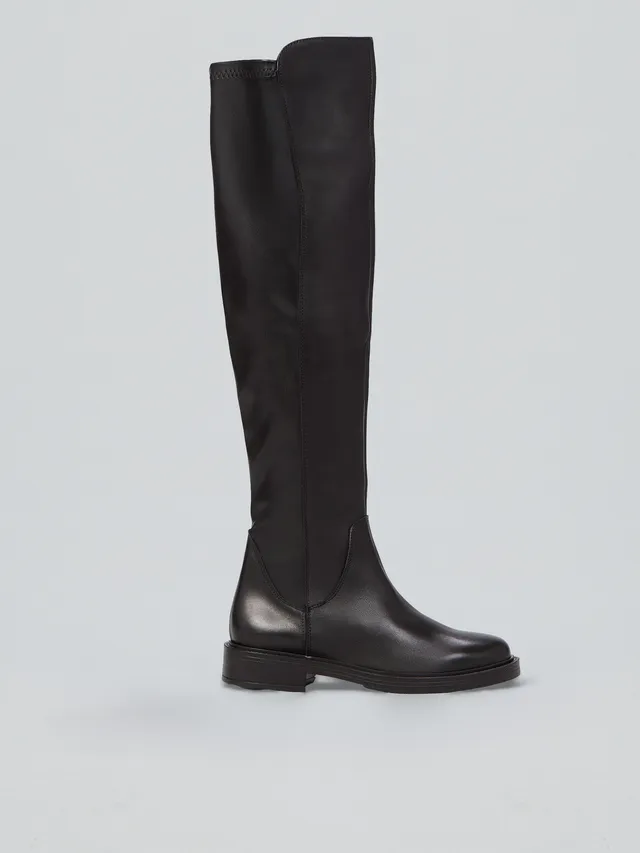 Ovyè Stivali con tacco stretch pelle neri 3 cm