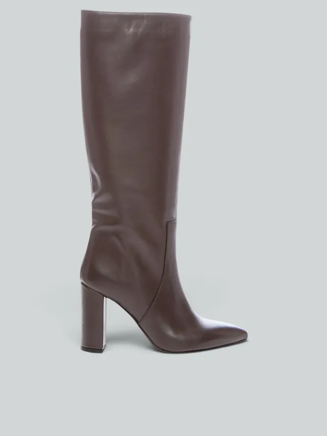 Ovyè Stivali con tacco pelle stivali moro tacco 9 cm