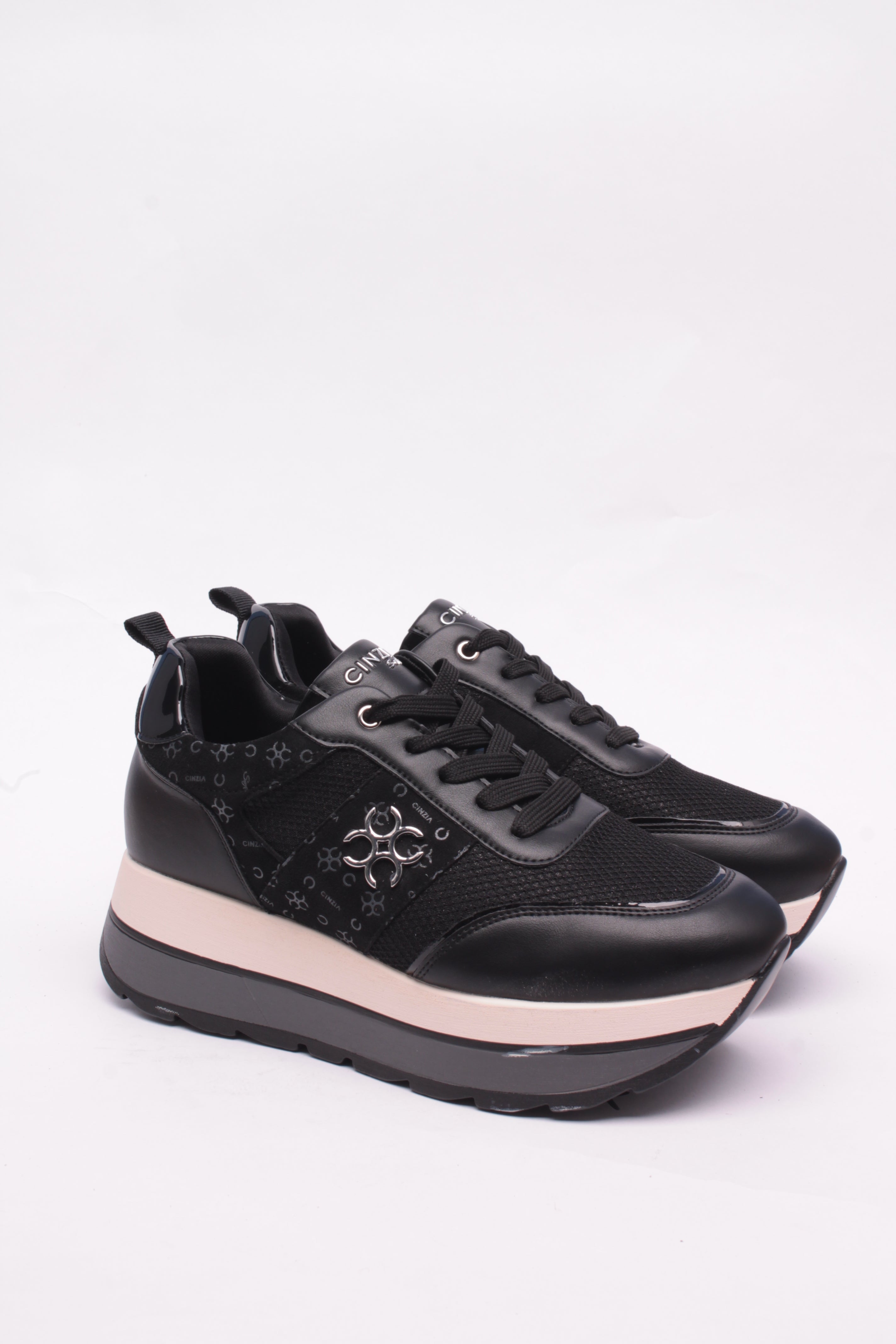 Cinzia Soft Sneakers CN2051 Scarpe Donna Nero Ecopelle Tacco 3 cm
