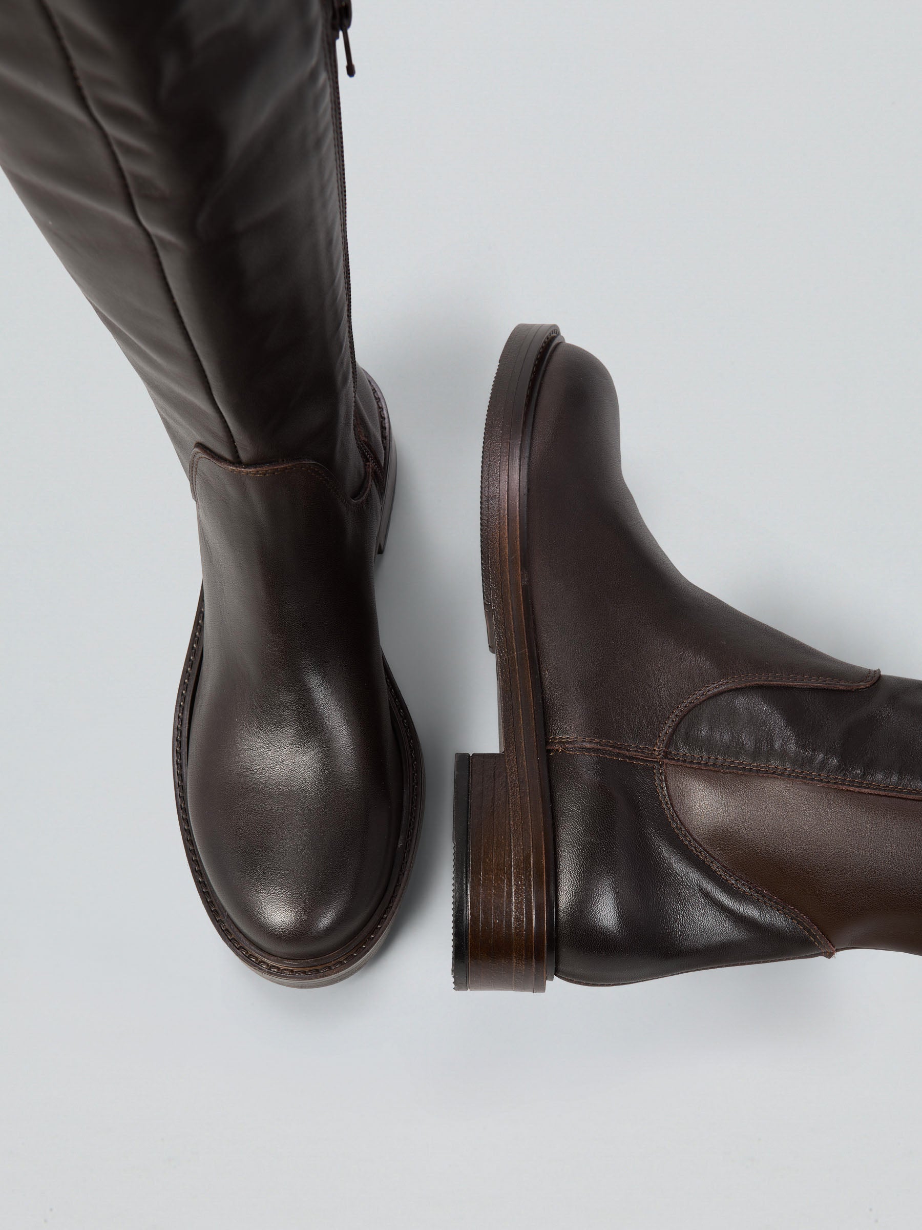 Ovyè Stivali stretch pelle dark brown tacco 3 cm