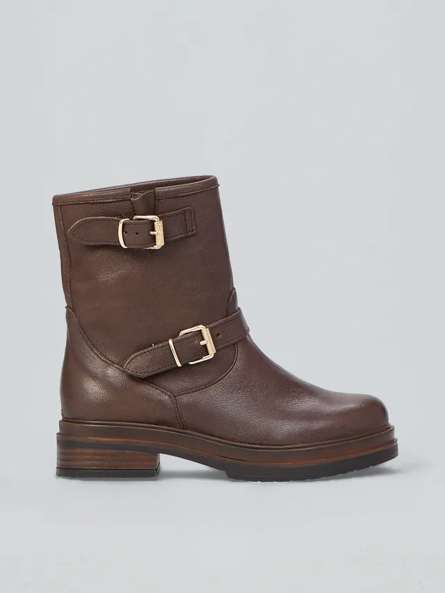 Ovyè Stivali con tacco stivaletti pelle cioccolato 3 cm