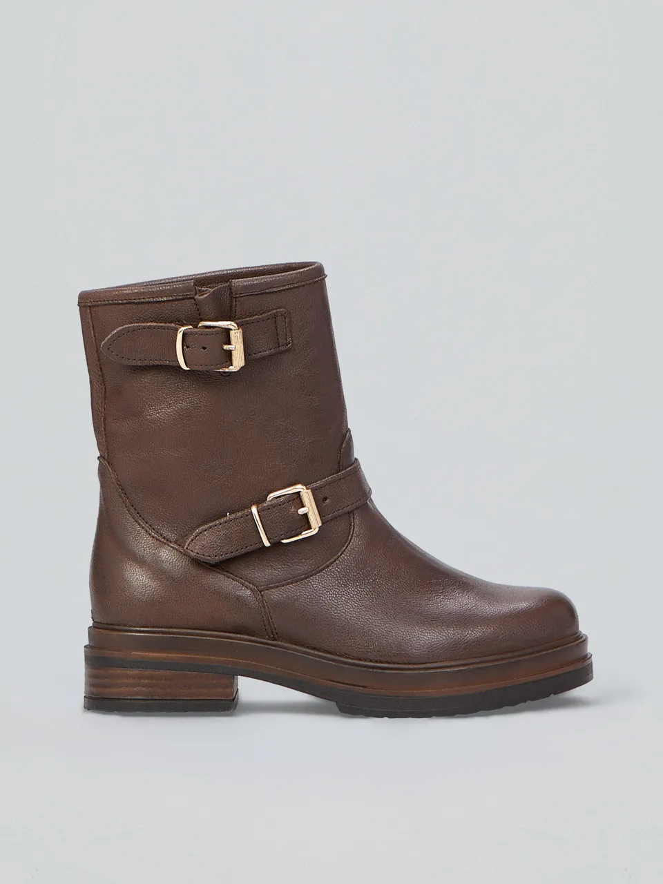 Ovyè Stivali con tacco stivaletti pelle cioccolato 3 cm