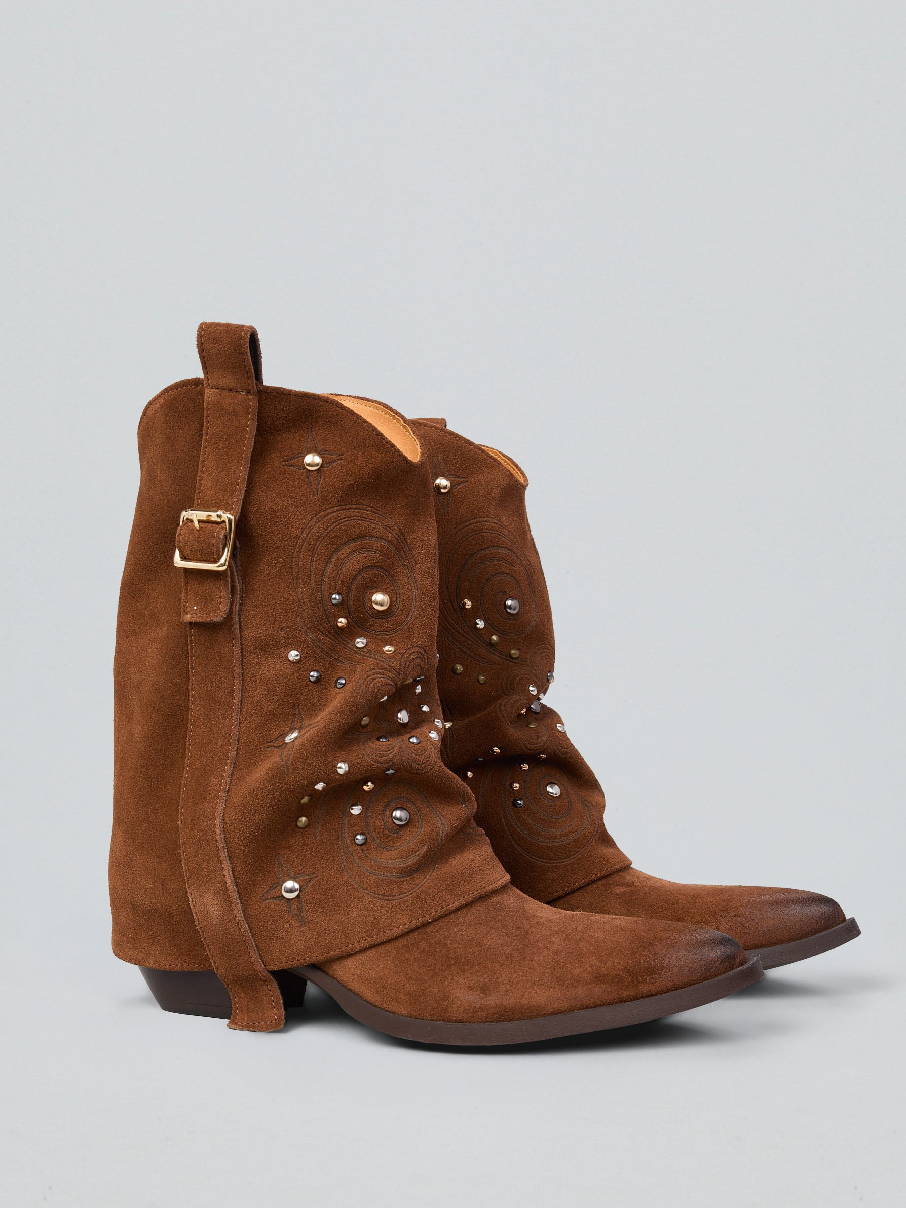 Ovyè Texani in camoscio spazzolato stivali brandy 6 cm