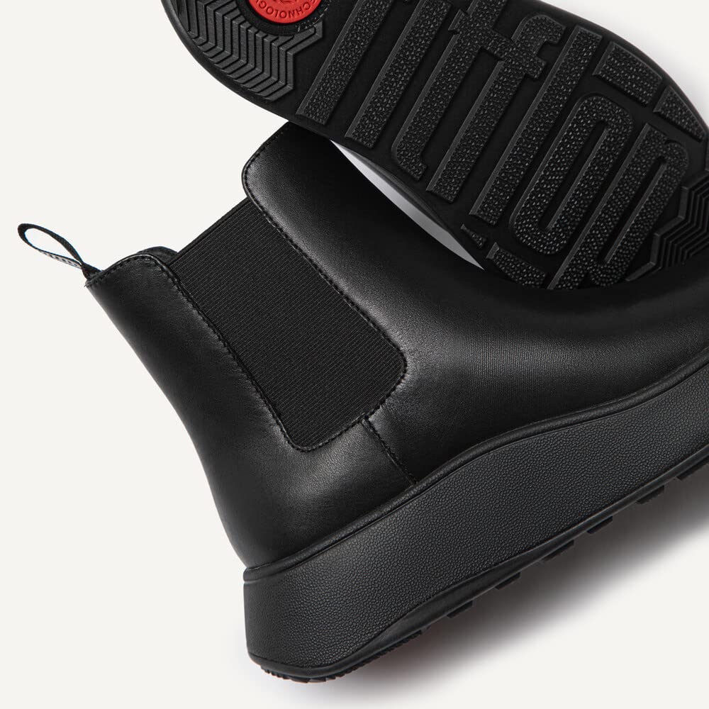 FitFlop F-mode Flatform Stivali Chelsea Donna Nero Pelle