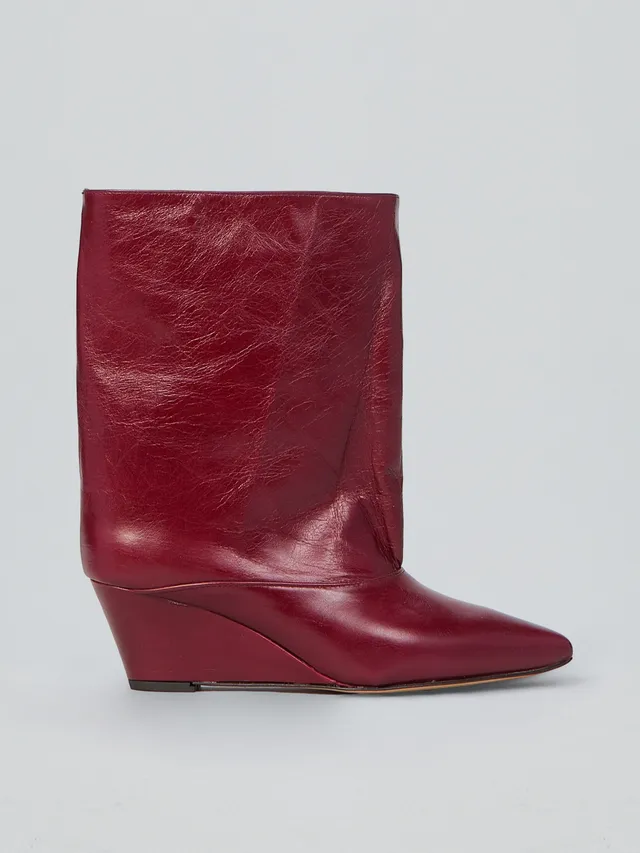 Ovyè Tronchetti con tacco pelle bordo zeppa 6 cm taglia 38