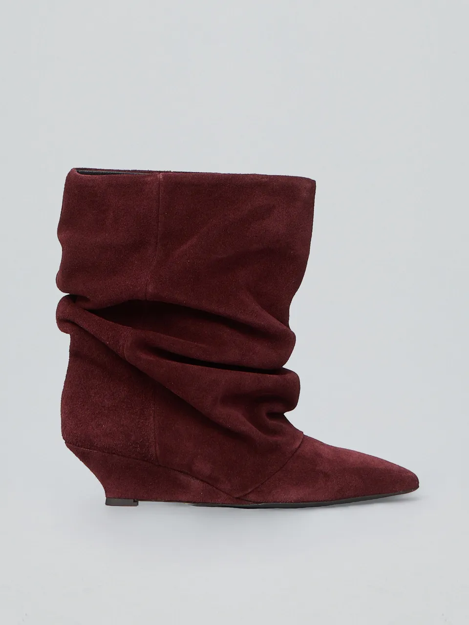 Ovyè Tronchetti in camoscio arricciati tronchetti bordo zeppa 5 cm