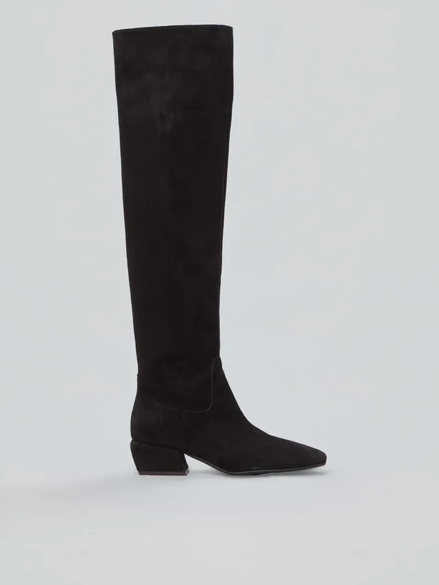 Ovyè Stivali stretch camoscio nero tacco 4 cm