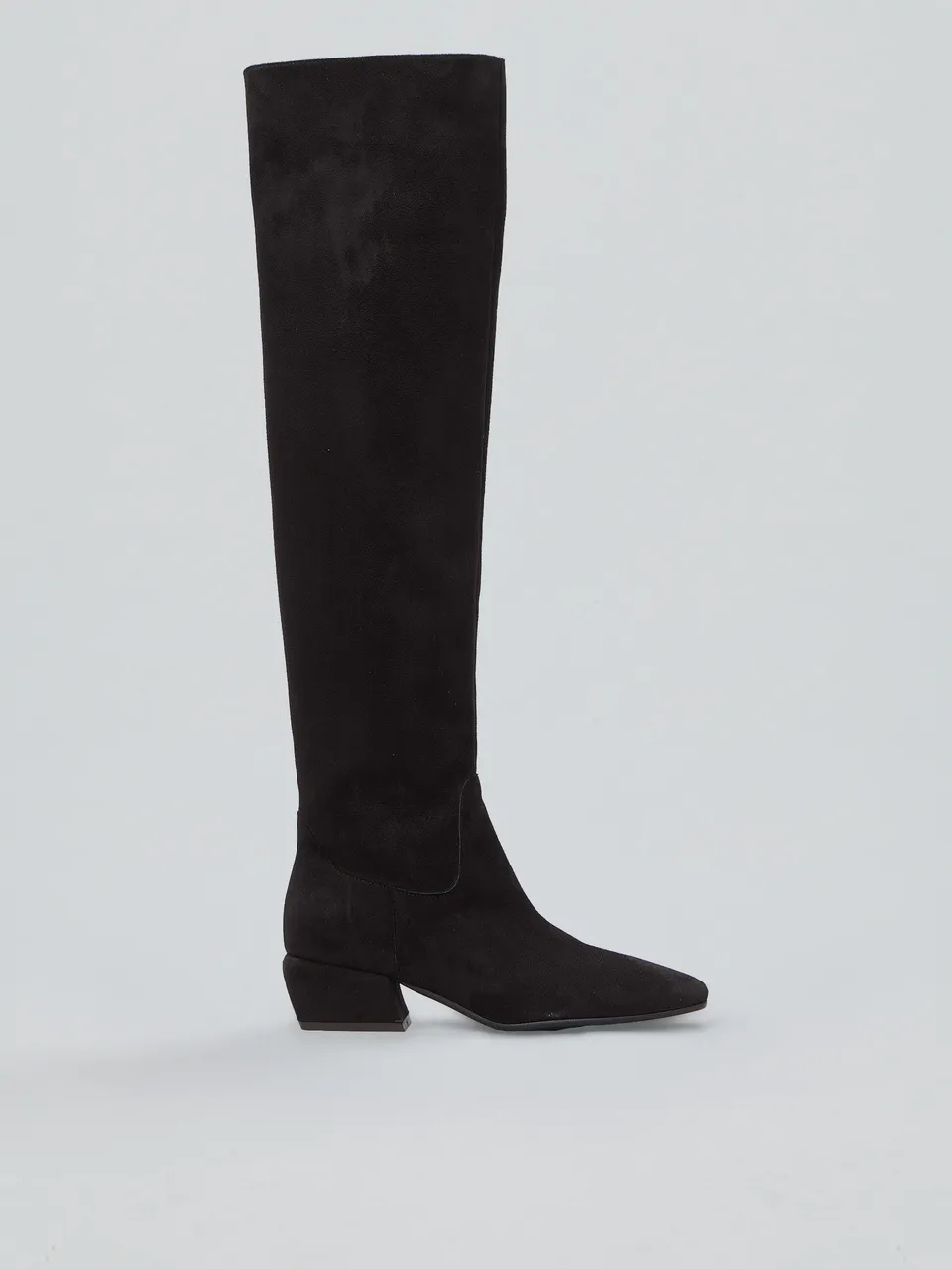 Ovyè Stivali stretch camoscio nero tacco 4 cm