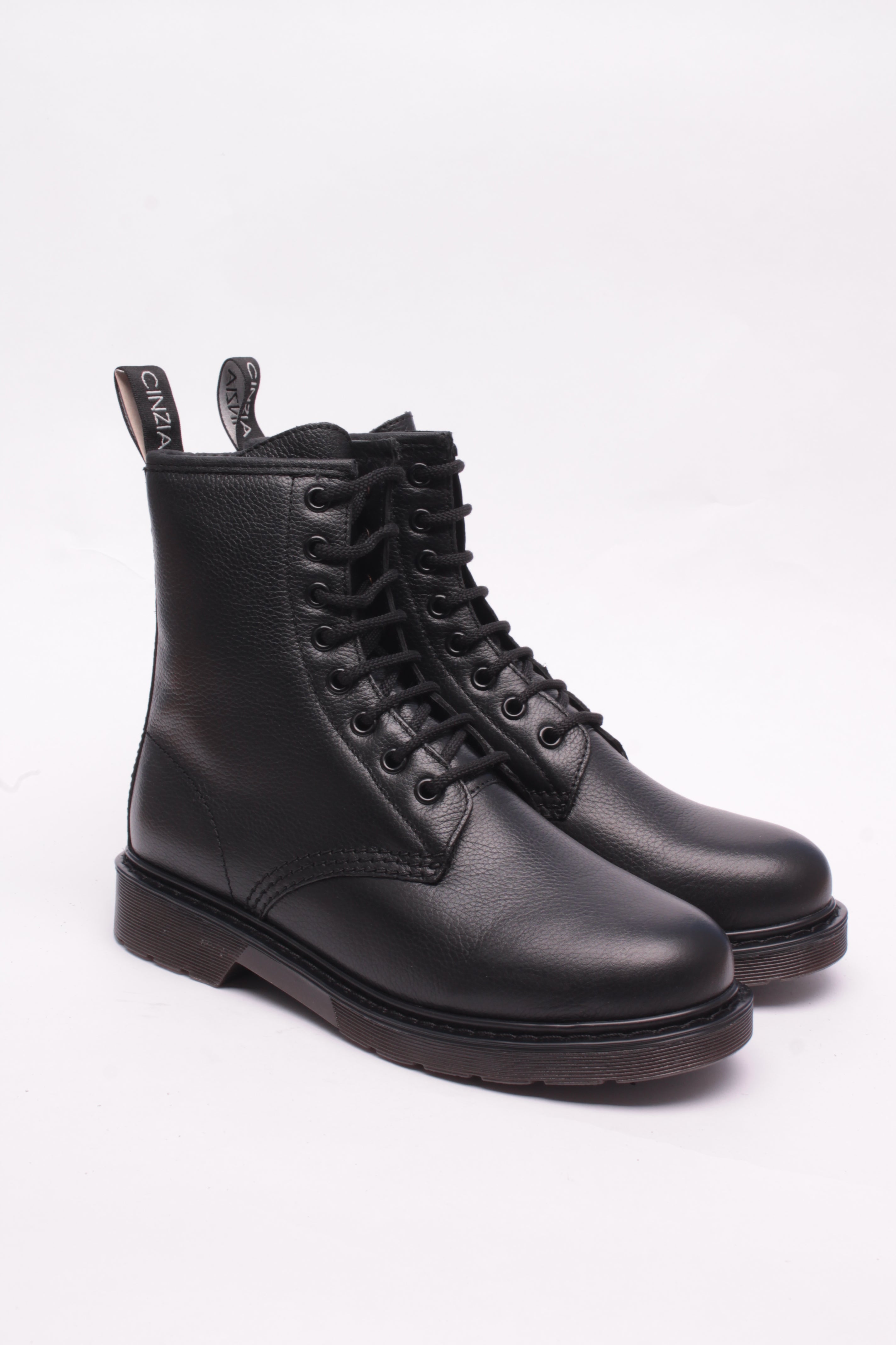 Cinzia Soft Stivali Tronchetto Pelle Black Tacco 3 cm