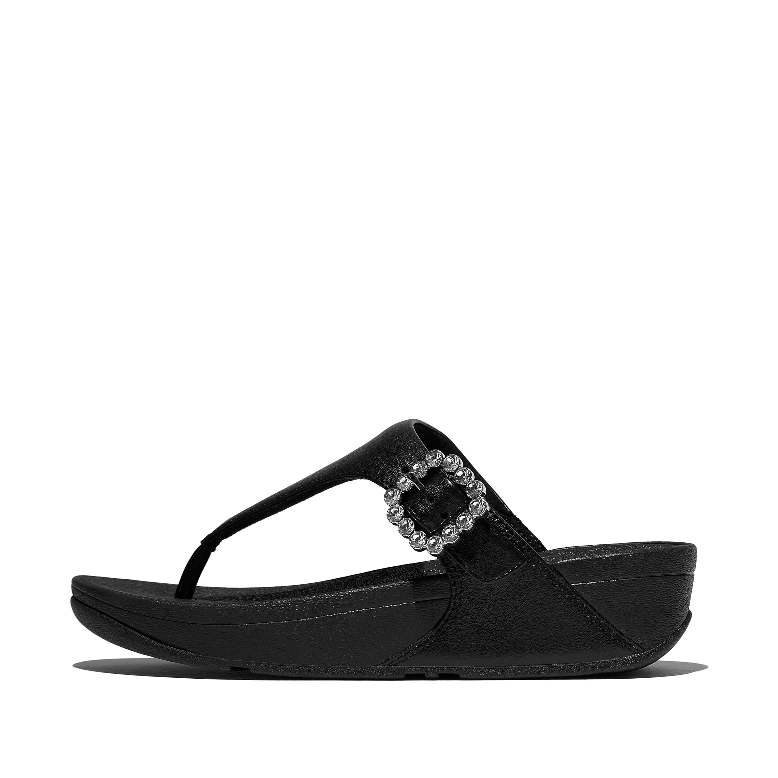 FitFlop Lulu Crystal Sandali Infradito Donna Nero Pelle