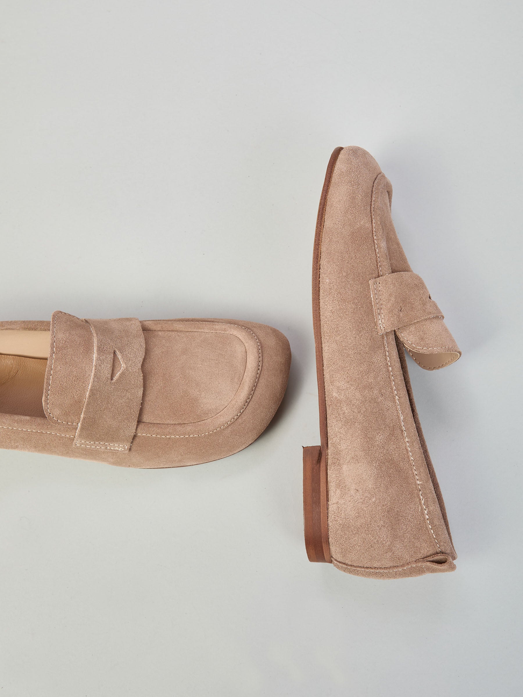 Ovyè Mocassini e stringate Mocassini camoscio taupe tacco 1 cm
