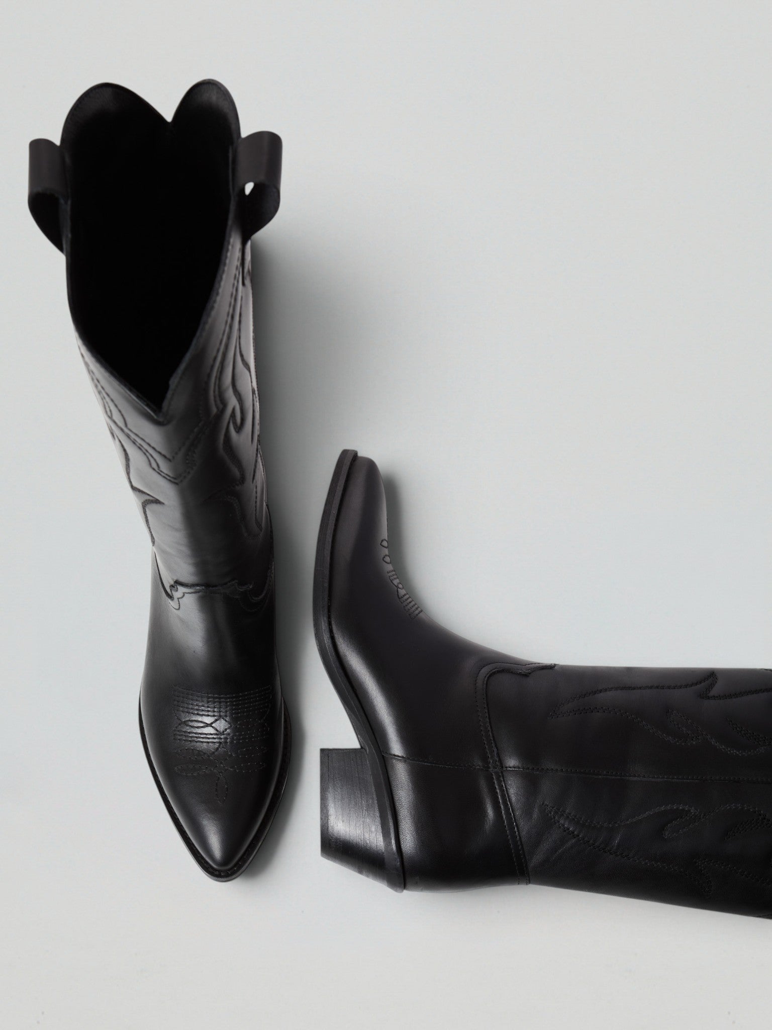 Ovyè Texani in pelle neri stivaletti western 5 cm