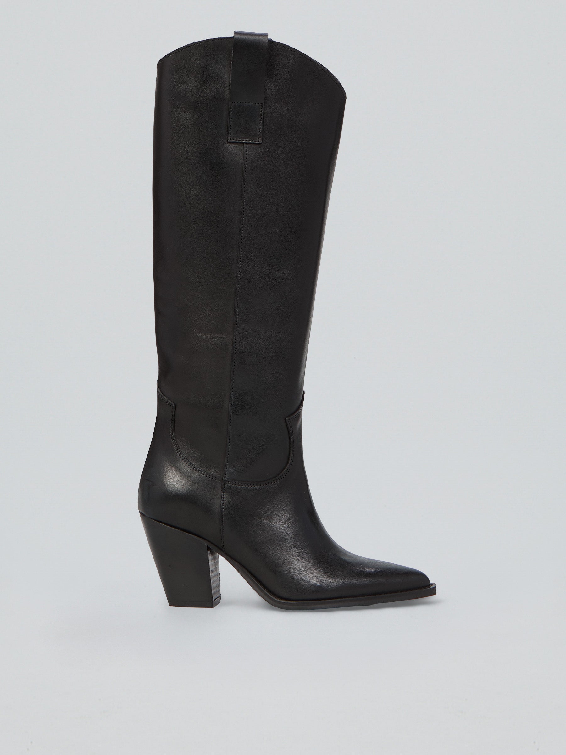 Ovyè Stivali con tacco texani pelle neri tacco 8 cm