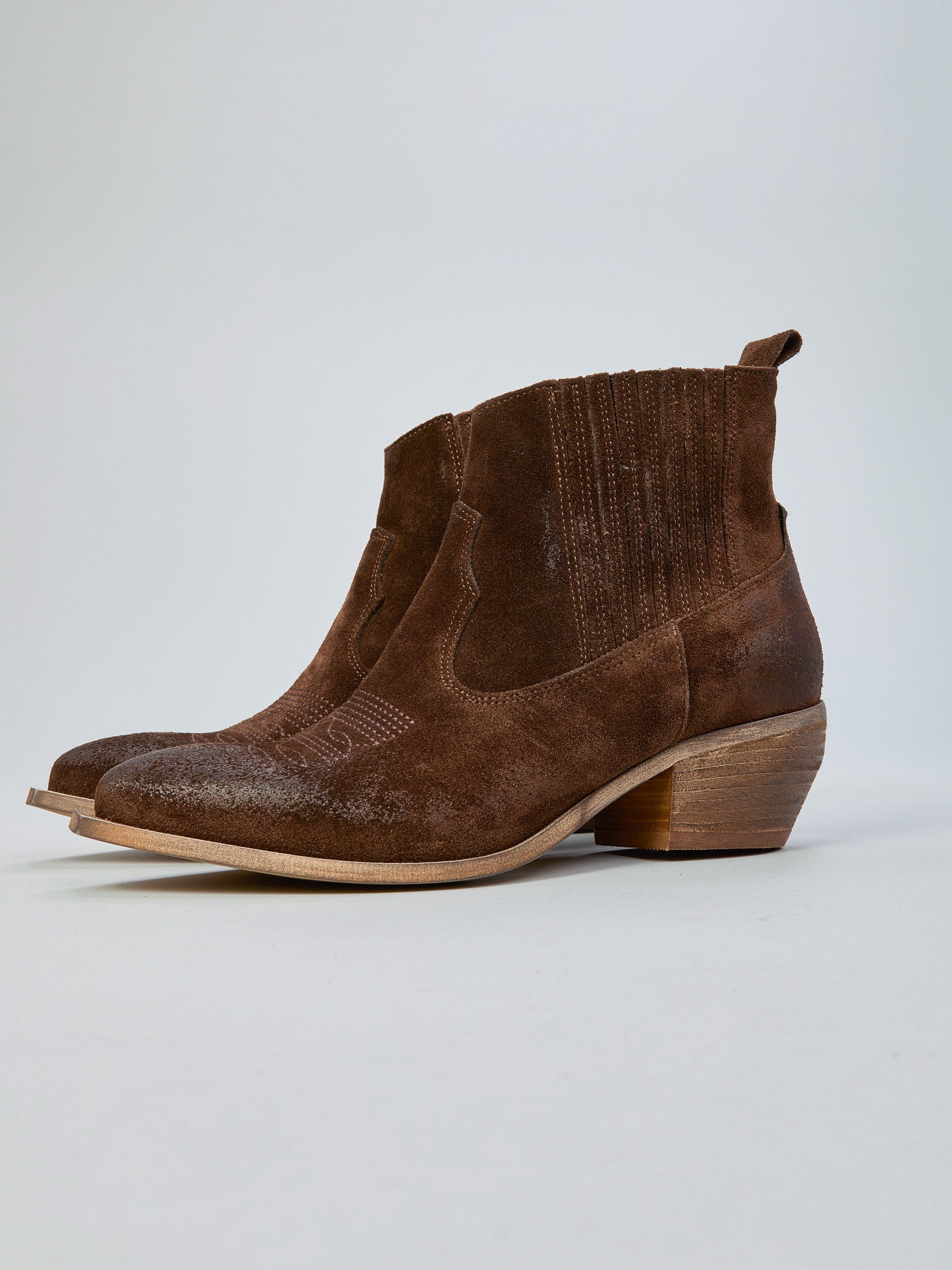 Ovyè Stivali con tacco Texanini in camoscio moro tacco 5 cm