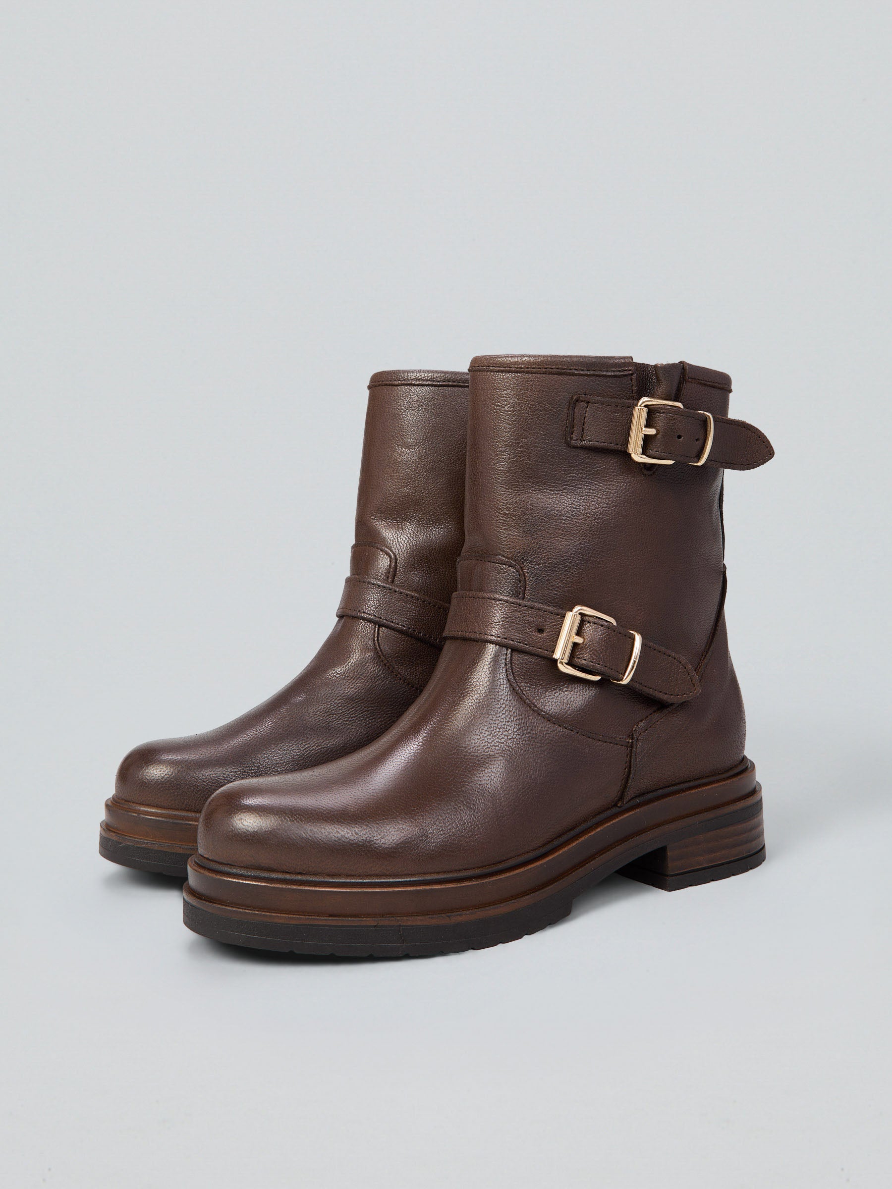 Ovyè Stivali con tacco stivaletti pelle cioccolato 3 cm