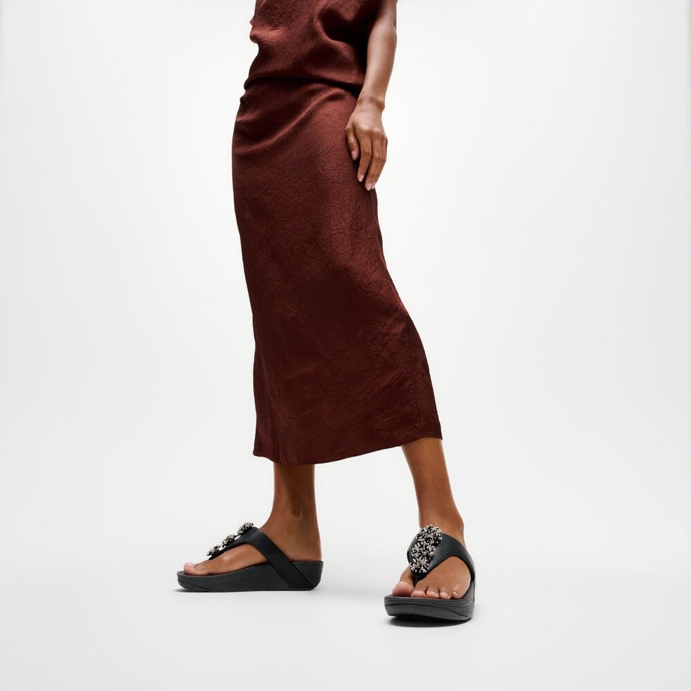 FitFlop Flowrise Adornment Toe-Post sandali donna nero