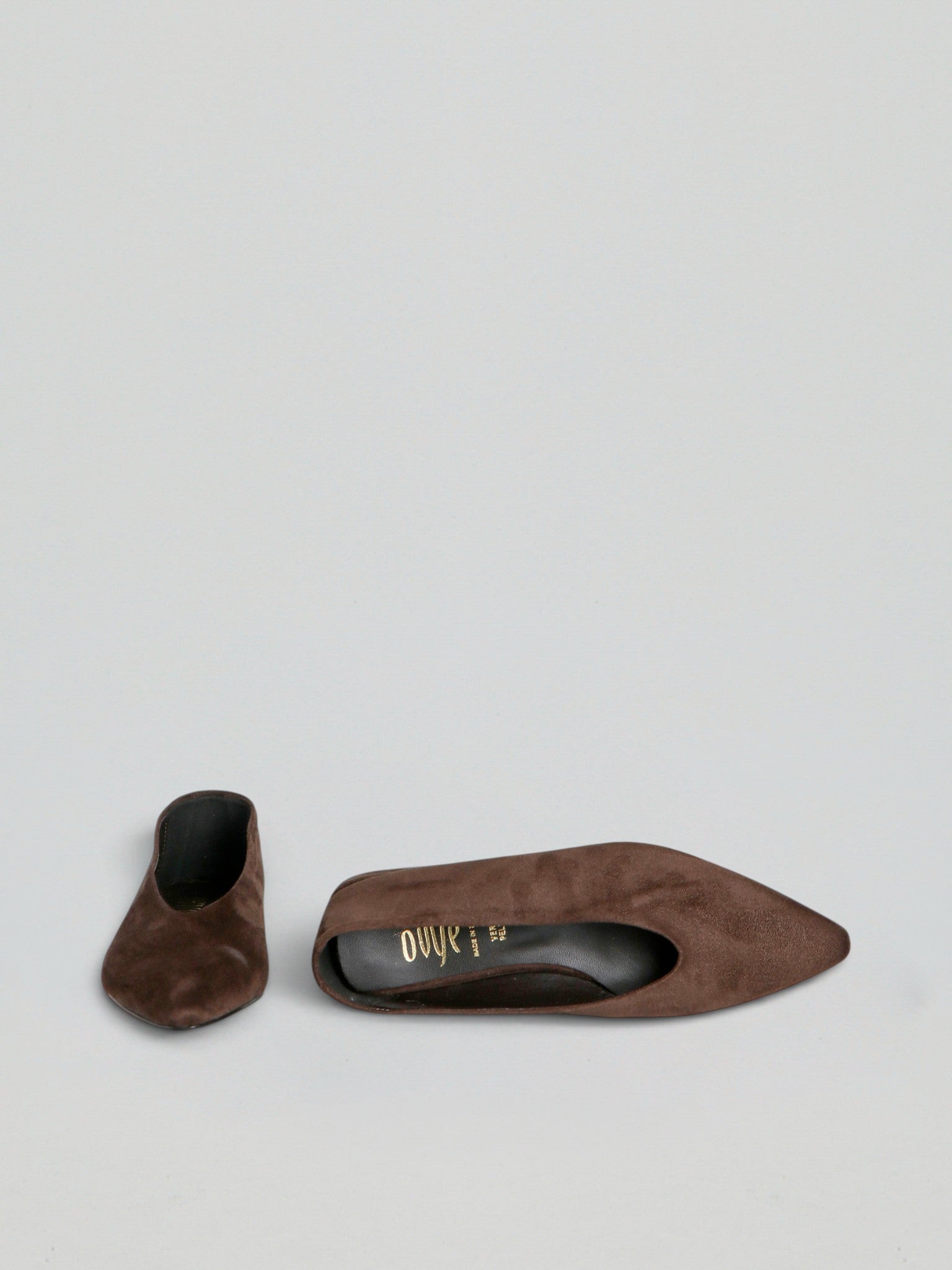 Ovyè Ballerine a punta ecopelle moro tacco 2 cm