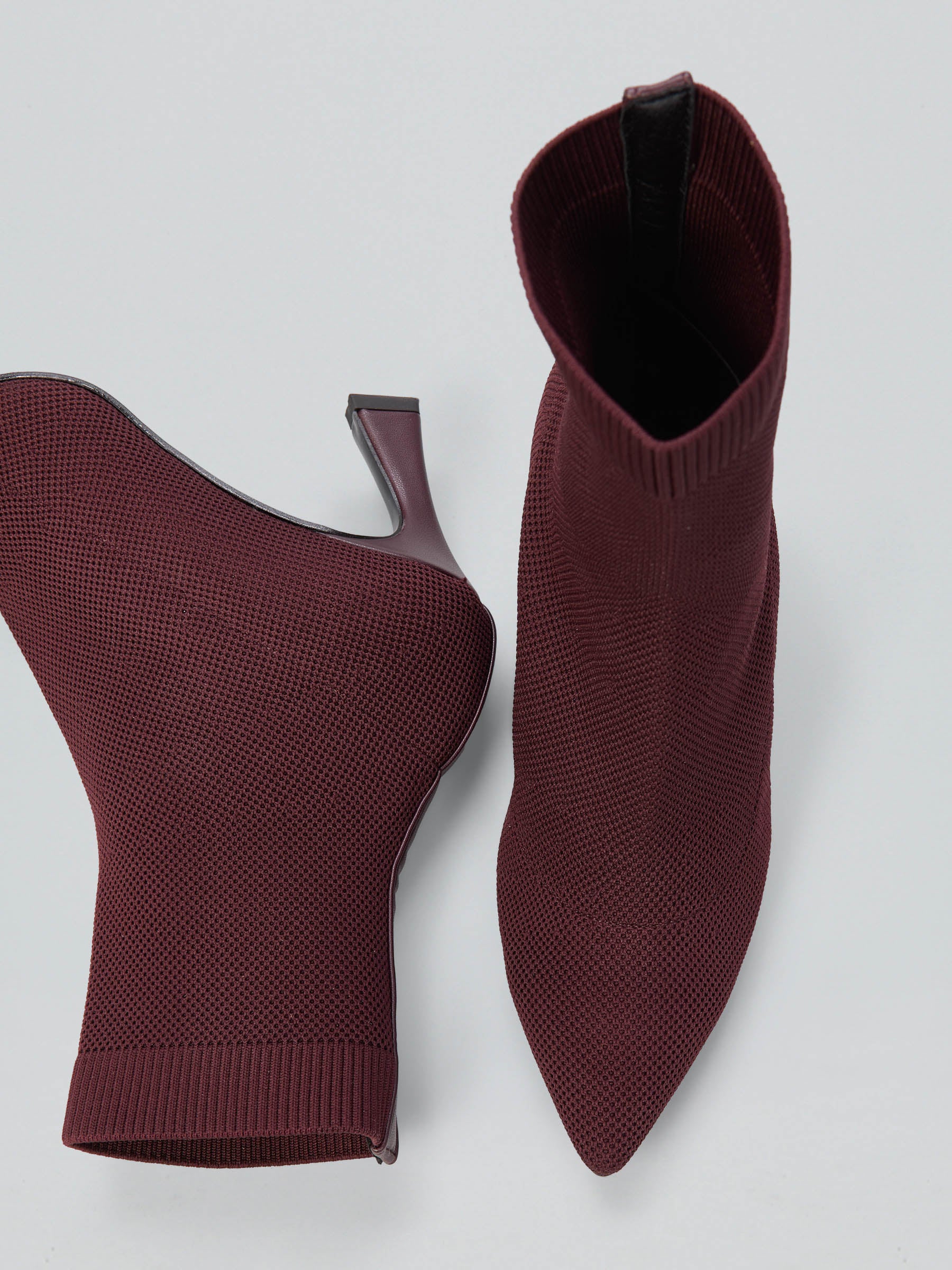 Ovyè Tronchetti con tacco tessuto bordeaux tacco 8 cm