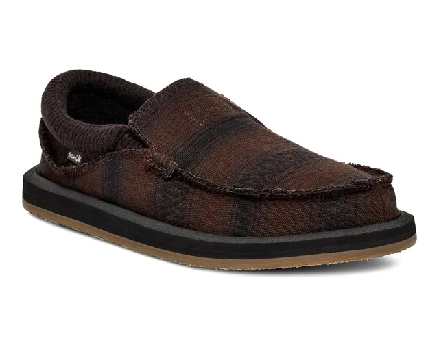 Sanuk Chiba Blanket Slip on uomo tessuto marroni comode