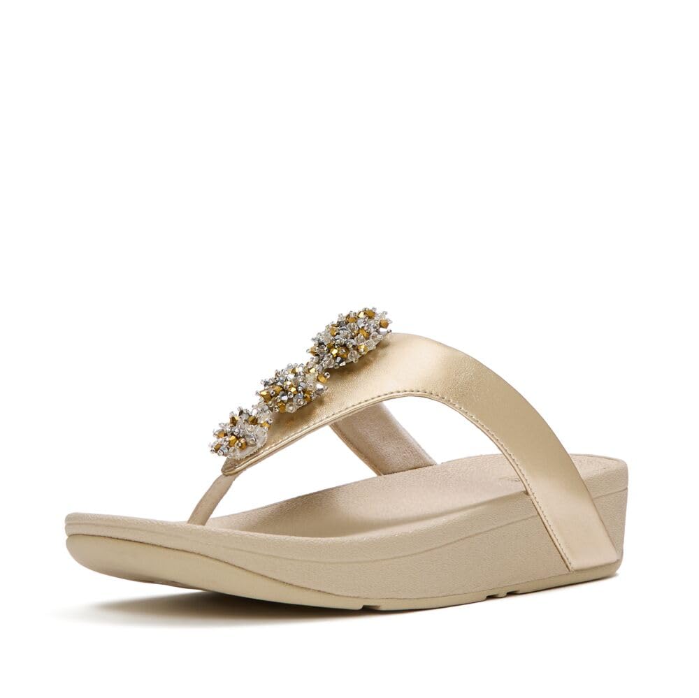 FitFlop Flowrise Metallic Adornment Toe-Post sandali donna oro rosa