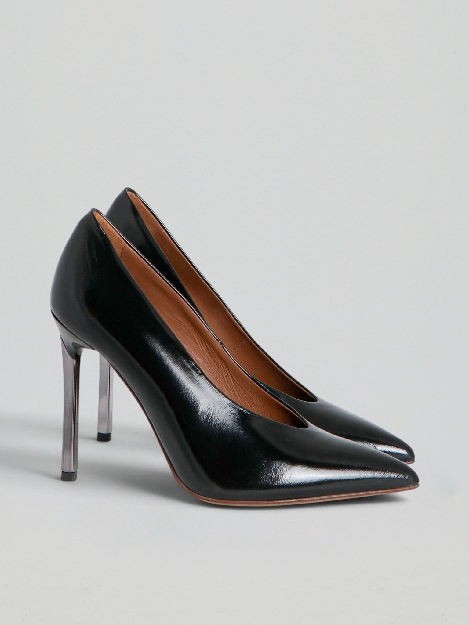 Ovyè Décolleté e Slingback pelle nera tacco 10 cm