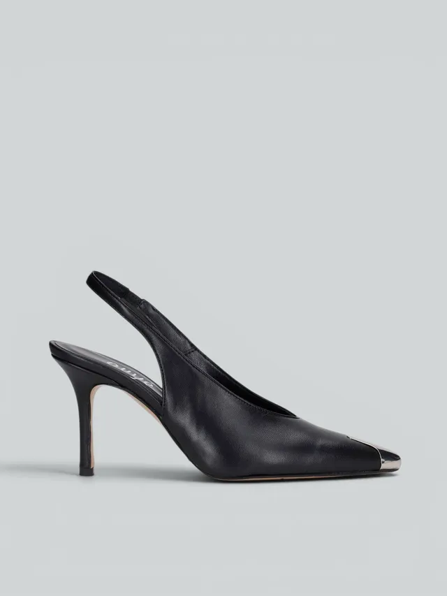 Ovyè Slingback in pelle slingback nero tacco 8 cm