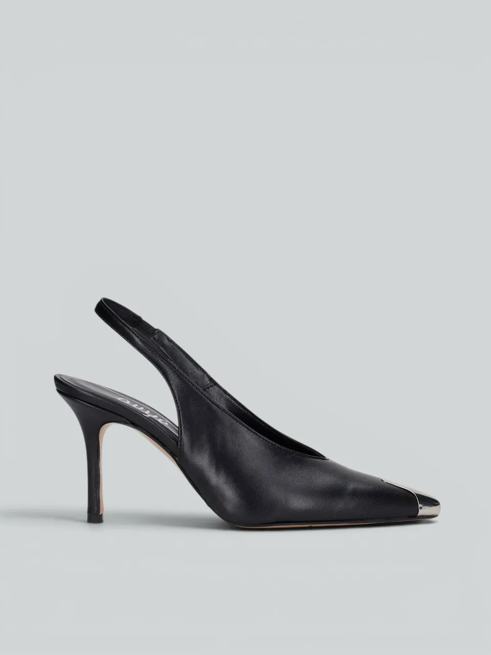 Ovyè Slingback in pelle slingback nero tacco 8 cm