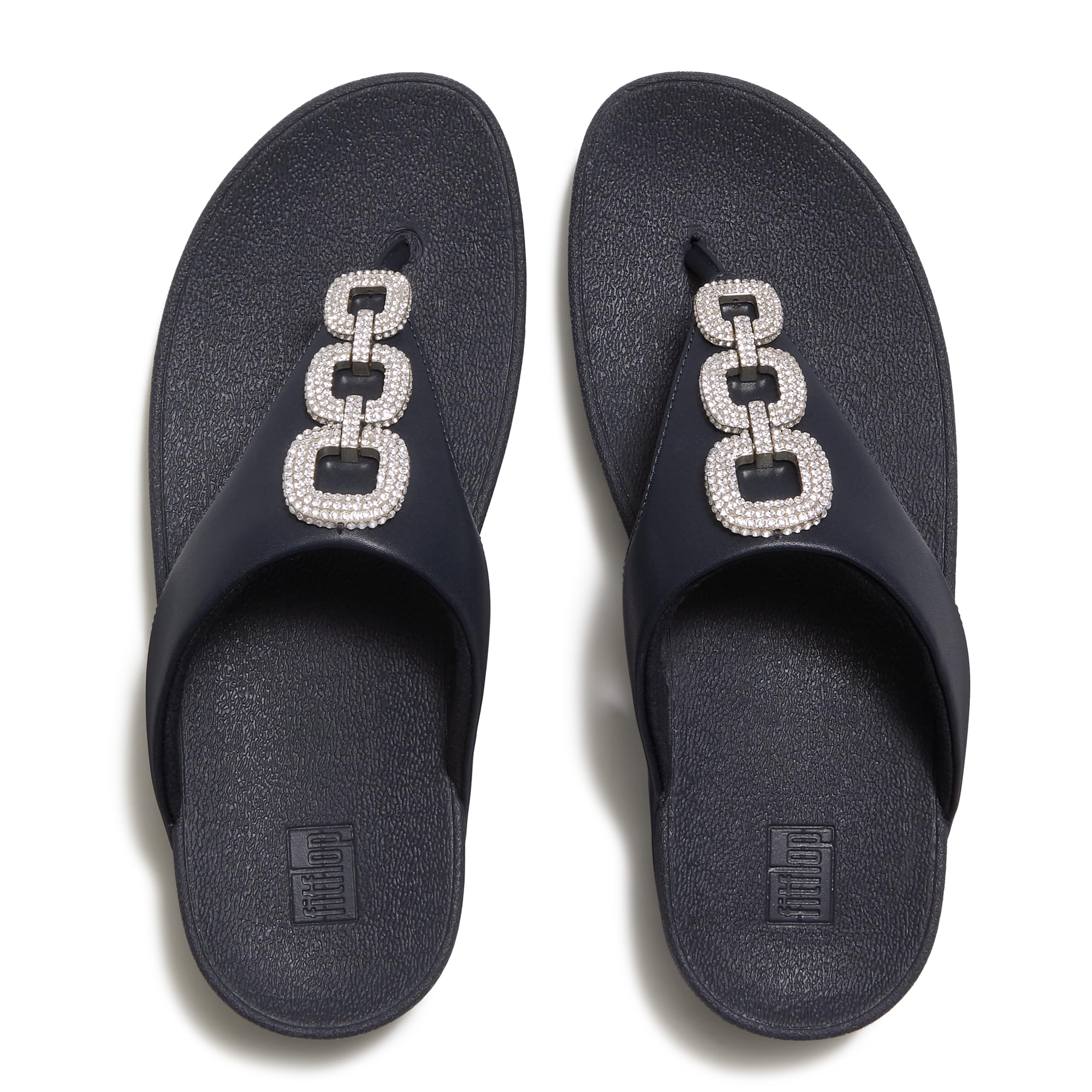 FitFlop Flowrise Crystal Toe-Post sandali donna nero