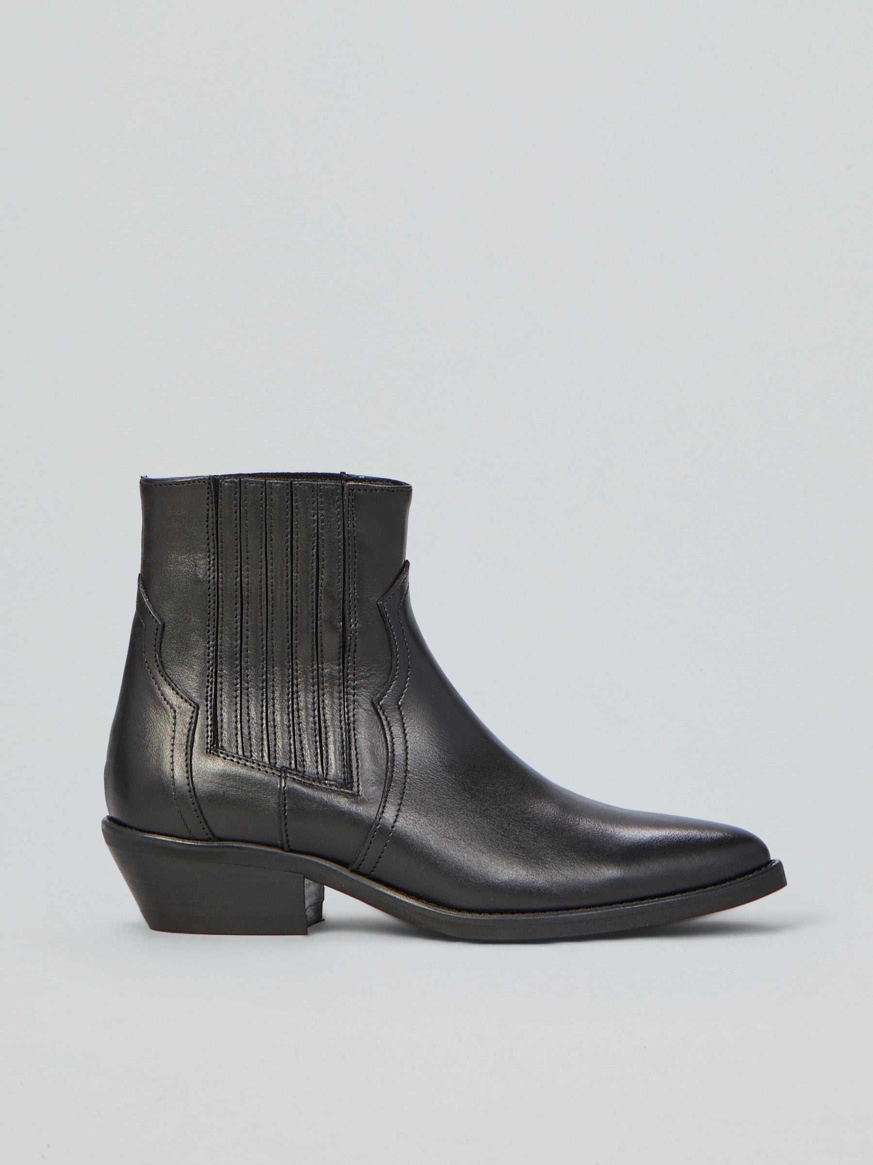 Ovyè Stivali Texani pelle neri elastico tacco 4 cm