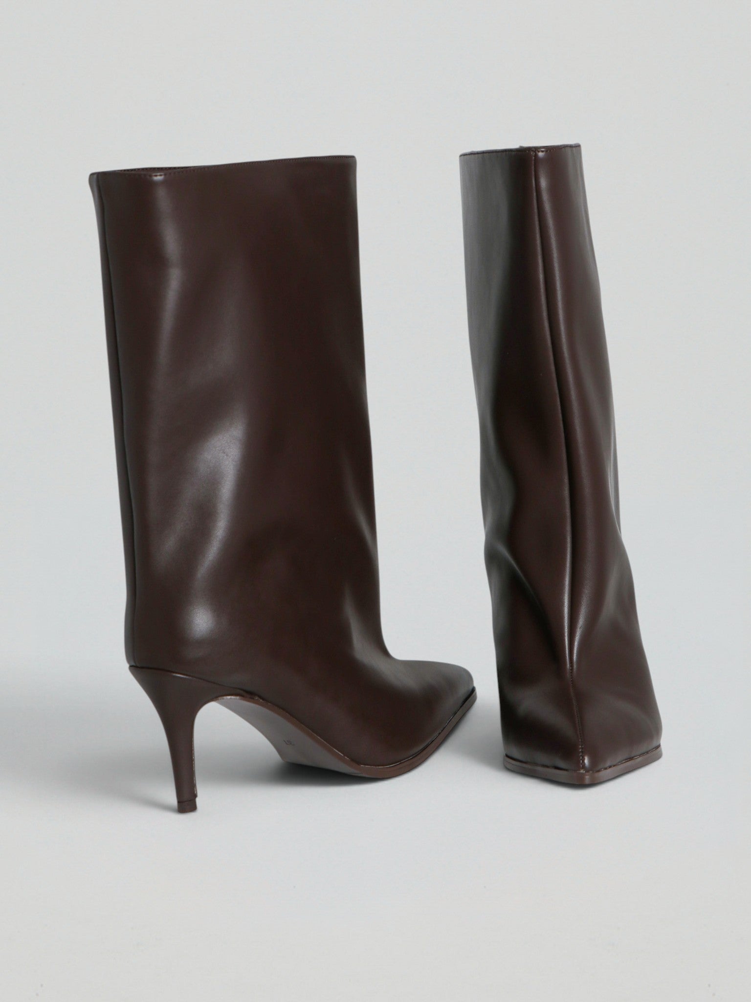 Ovyè Stivali ecopelle caffè tacco 7 cm taglia 38