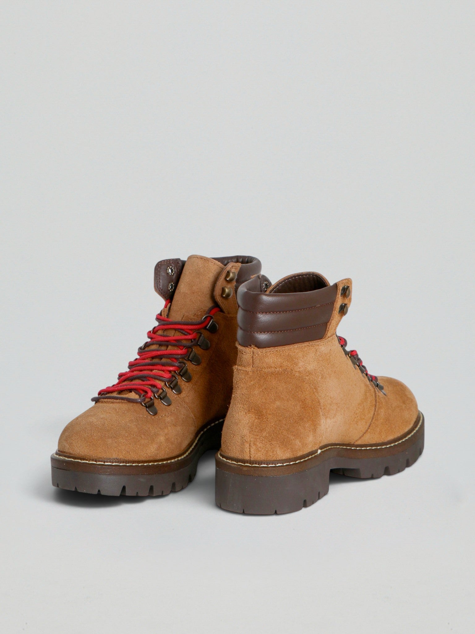 Ovyè Stivali con tacco stivaletti camoscio stringati cognac tacco 3 cm