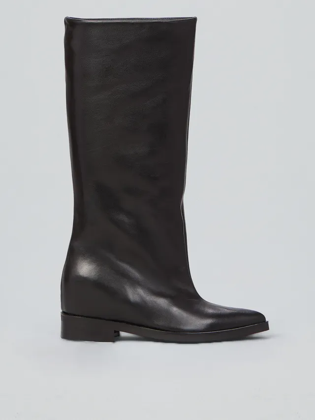 Ovyè Stivali con tacco pelle nero zeppa interna 3 cm