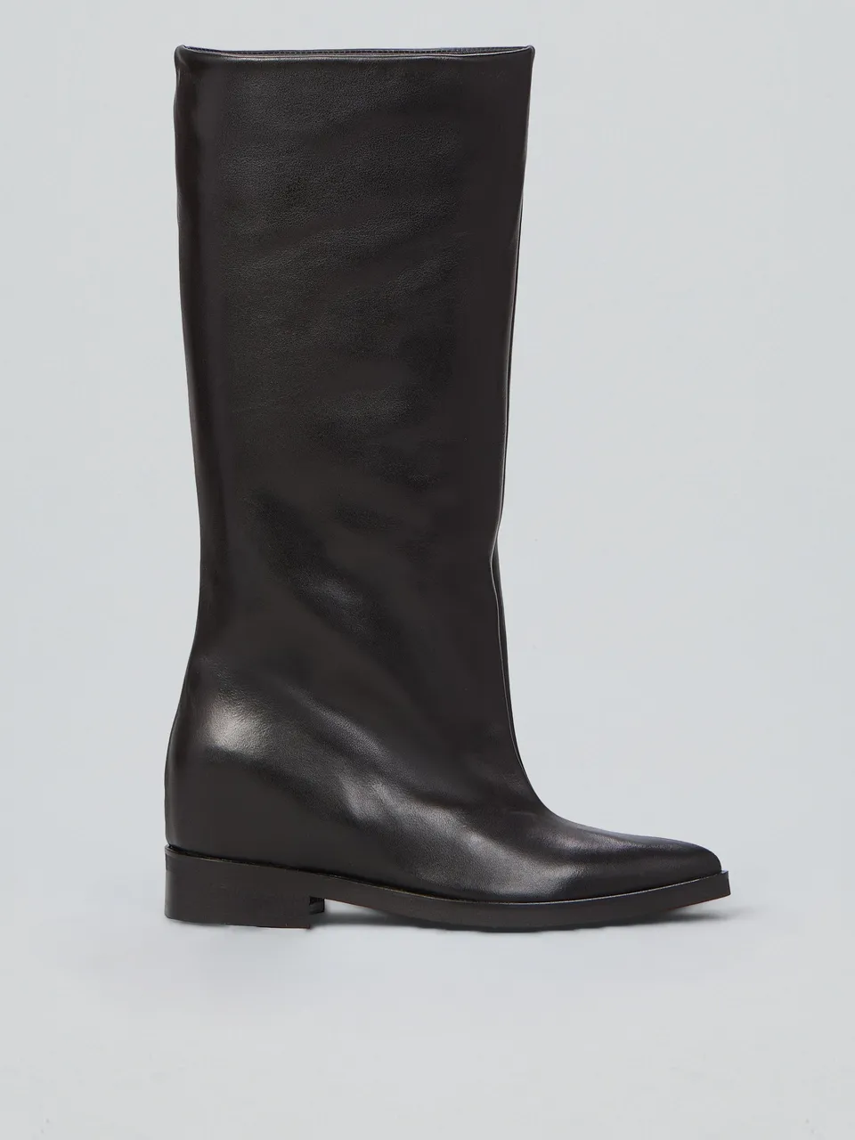 Ovyè Stivali con tacco pelle nero zeppa interna 3 cm