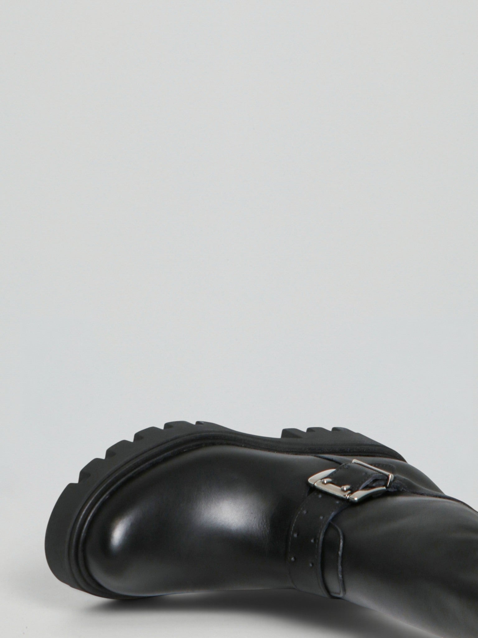 Ovyè Stivali biker pelle nero anfibi tacco 5 cm