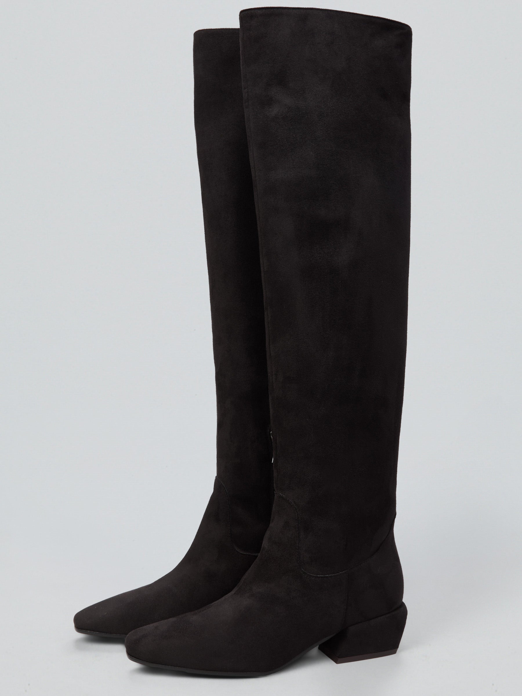 Ovyè Stivali stretch camoscio nero tacco 4 cm