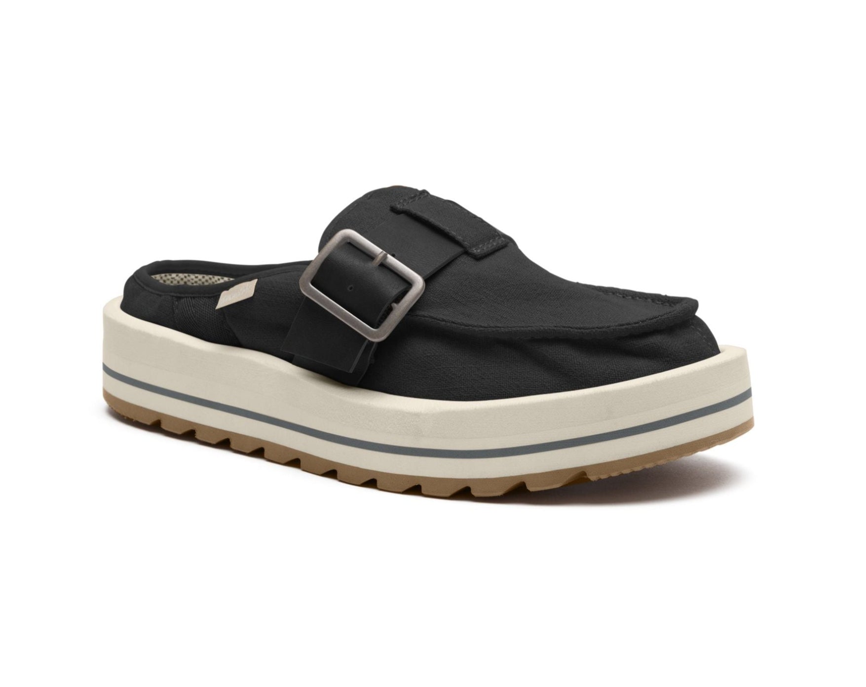 Sanuk Donna Sash-Hey sabot donna Nero cotone con zeppa