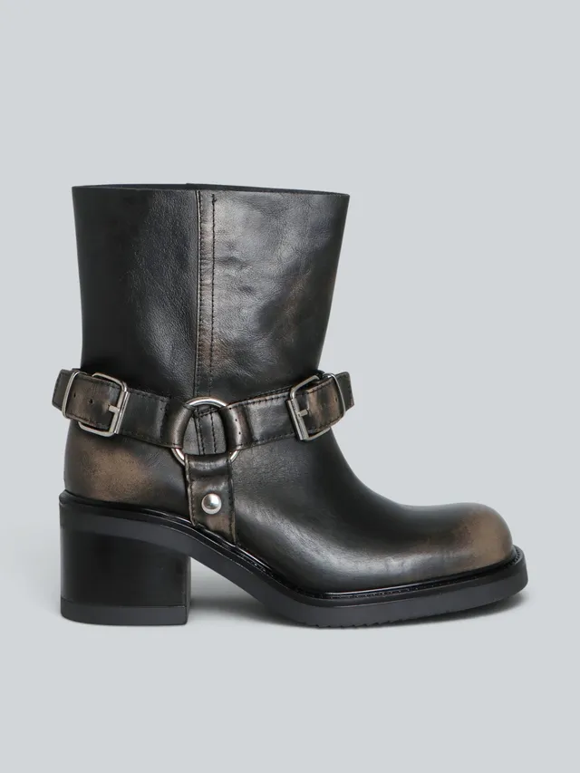 Ovyè Stivali con tacco stivaletti pelle taupe tacco 6 cm