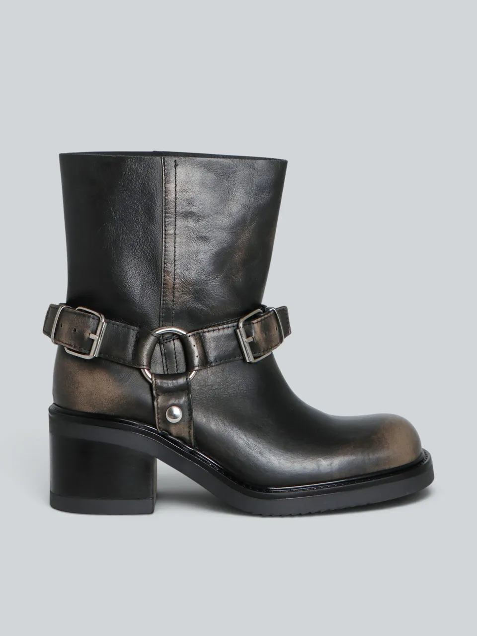 Ovyè Stivali con tacco stivaletti pelle taupe tacco 6 cm