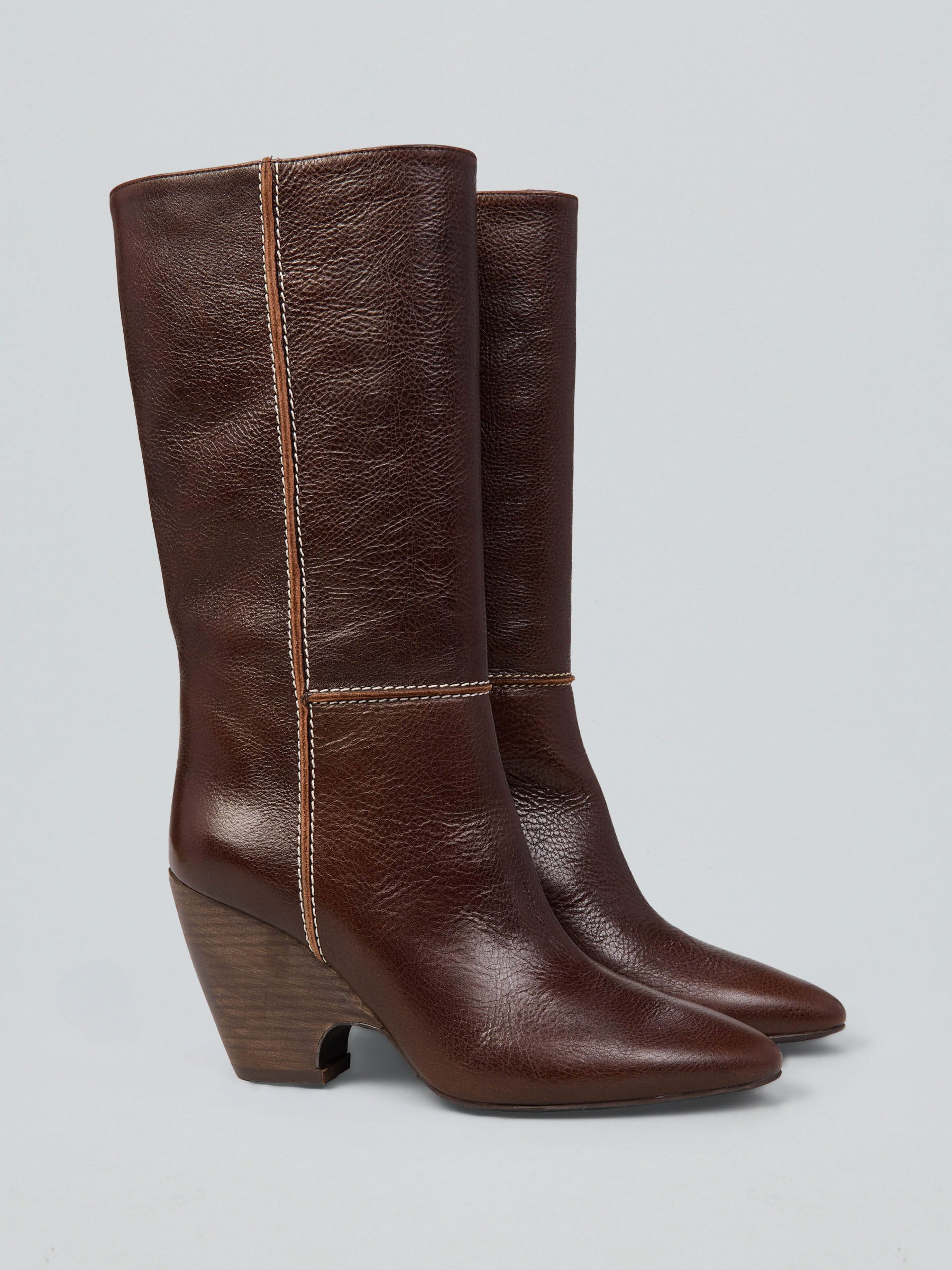 Ovyè Stivali con tacco in pelle sequoia tacco 9 cm
