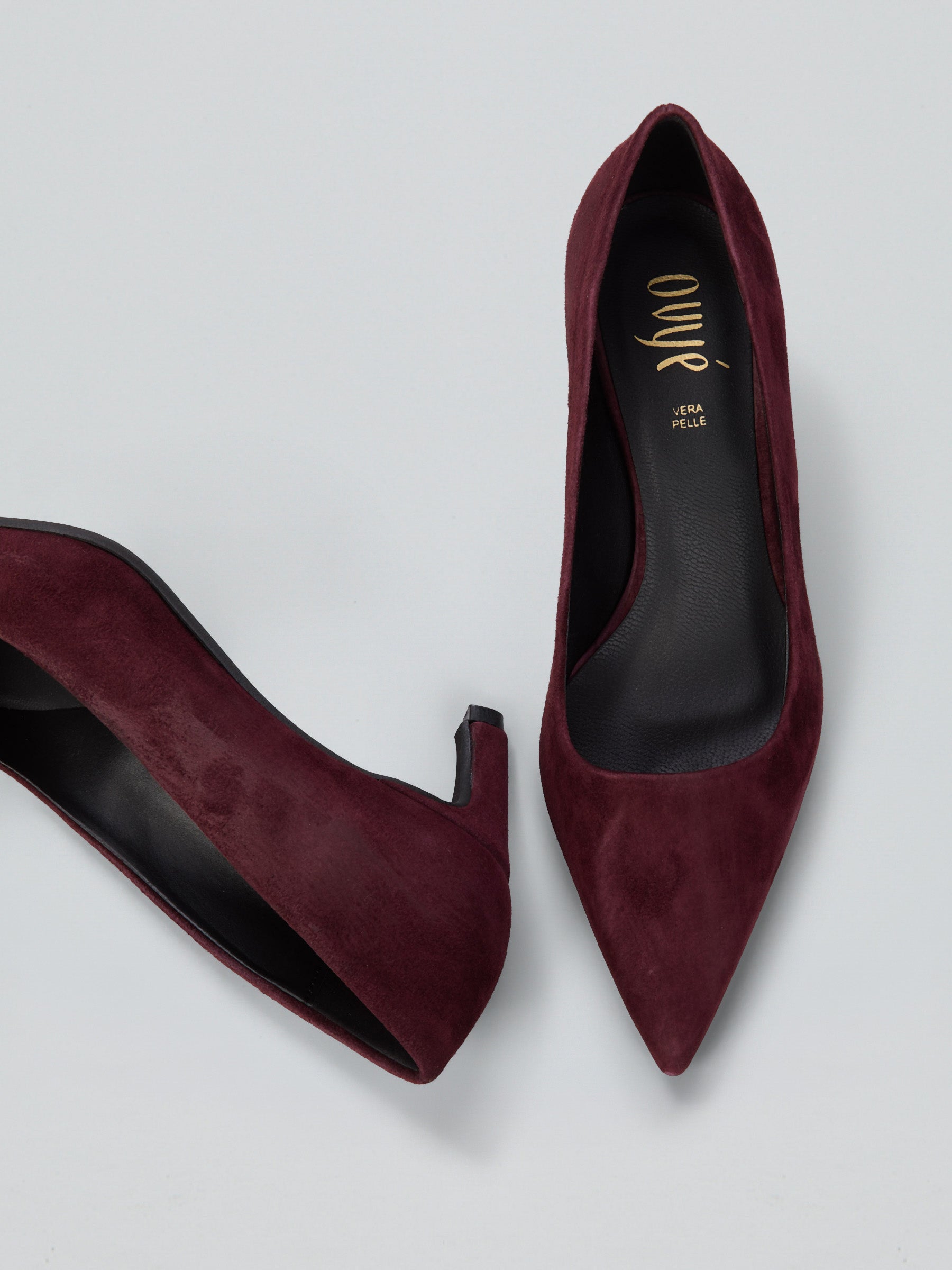 Ovyè Décolleté in Camoscio Vino Tacco 7 cm