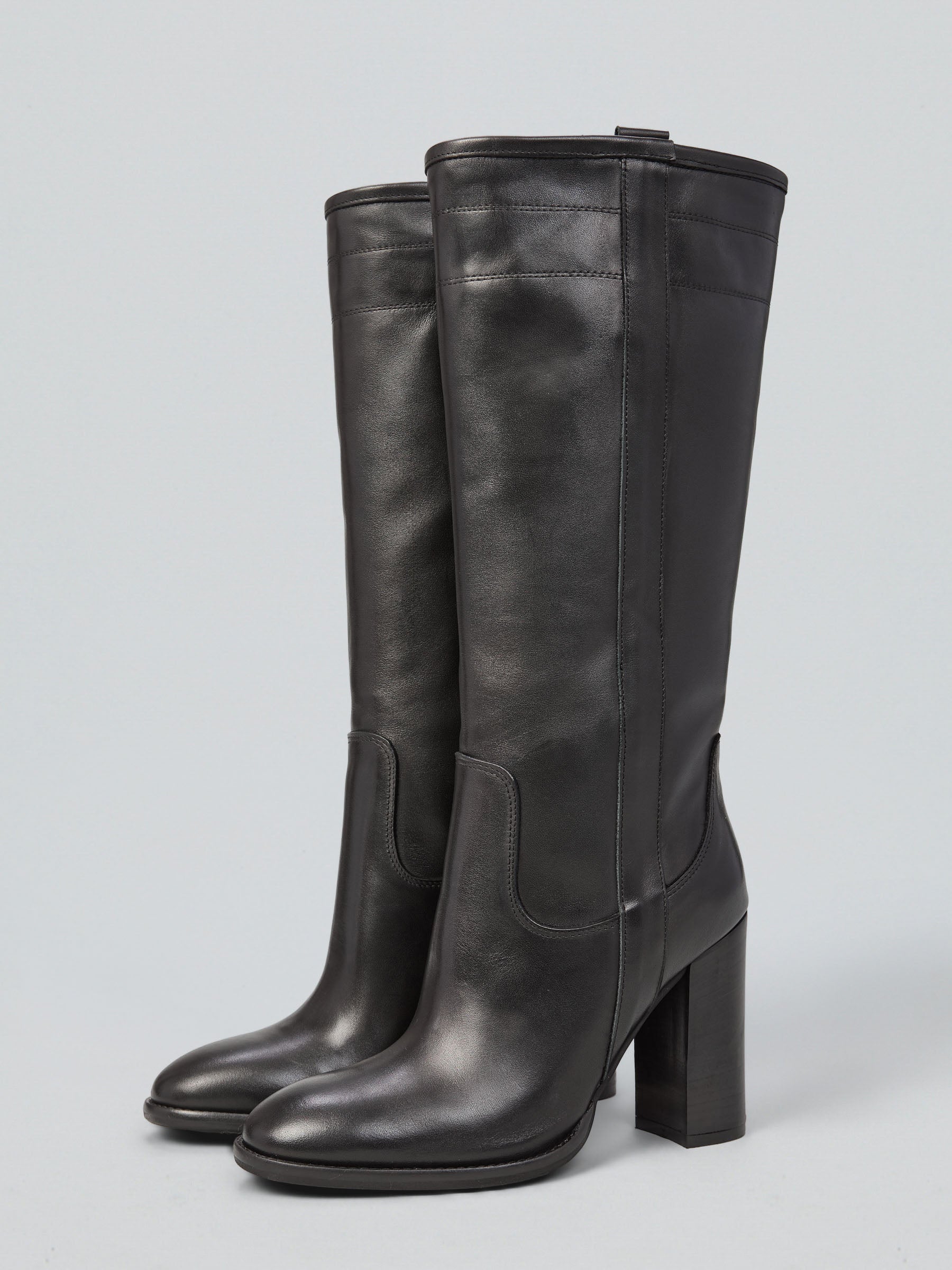 Ovyè Stivali con tacco in pelle neri tacco 10 cm