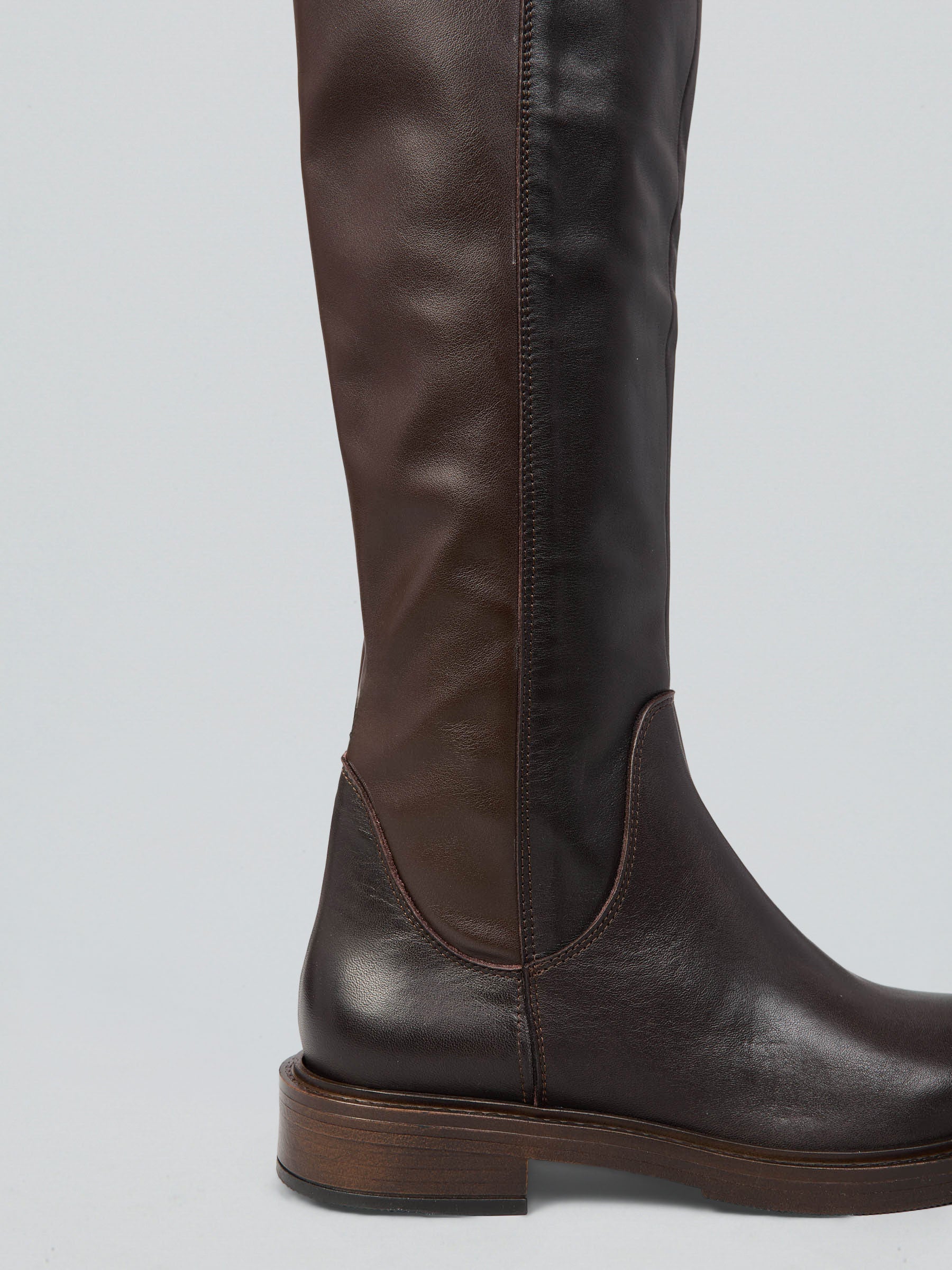 Ovyè Stivali stretch pelle dark brown tacco 3 cm