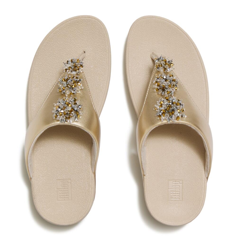 FitFlop Flowrise Metallic Adornment Toe-Post sandali donna oro rosa