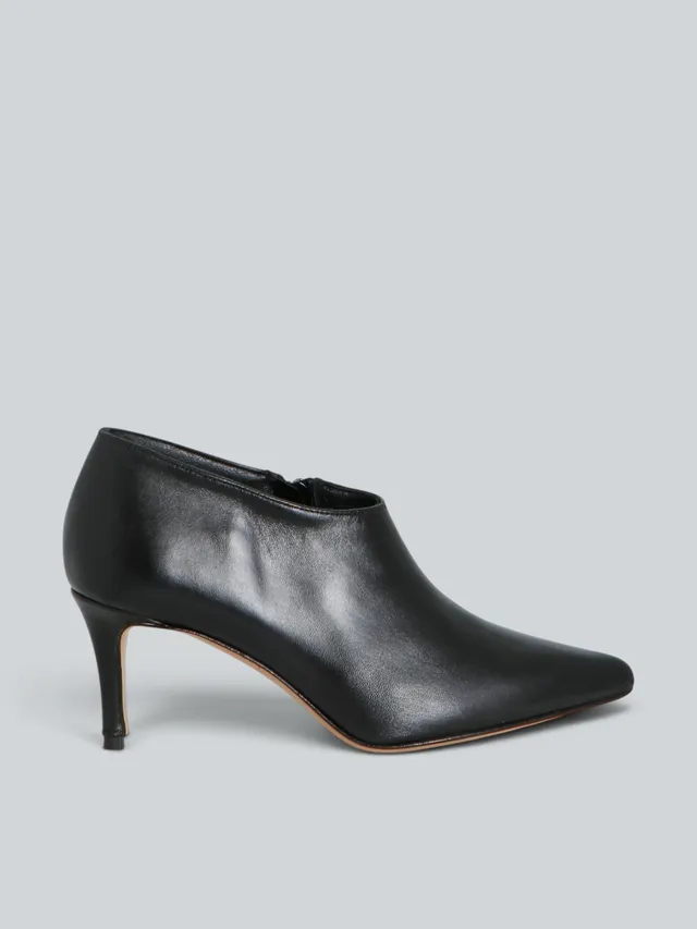 Ovyè Tronchetti con tacco pelle neri cerniera tacco 7 cm