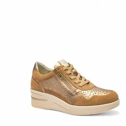Cinzia Soft Sneakers Donna Pelle Taupe Fondo Gomma