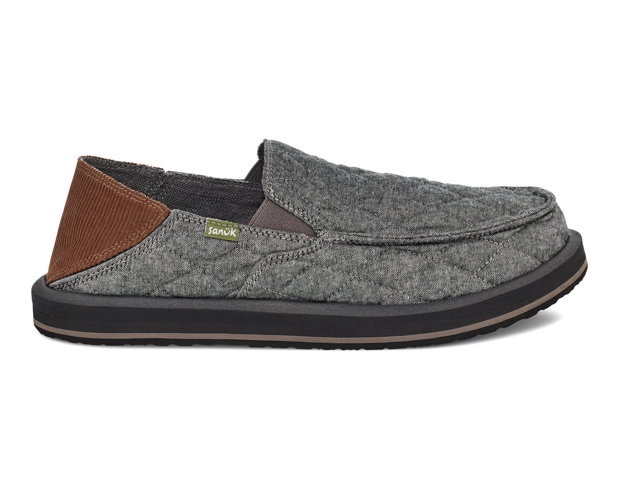 Sanuk Donny Quilted mocassini uomo Charcoal in cotone