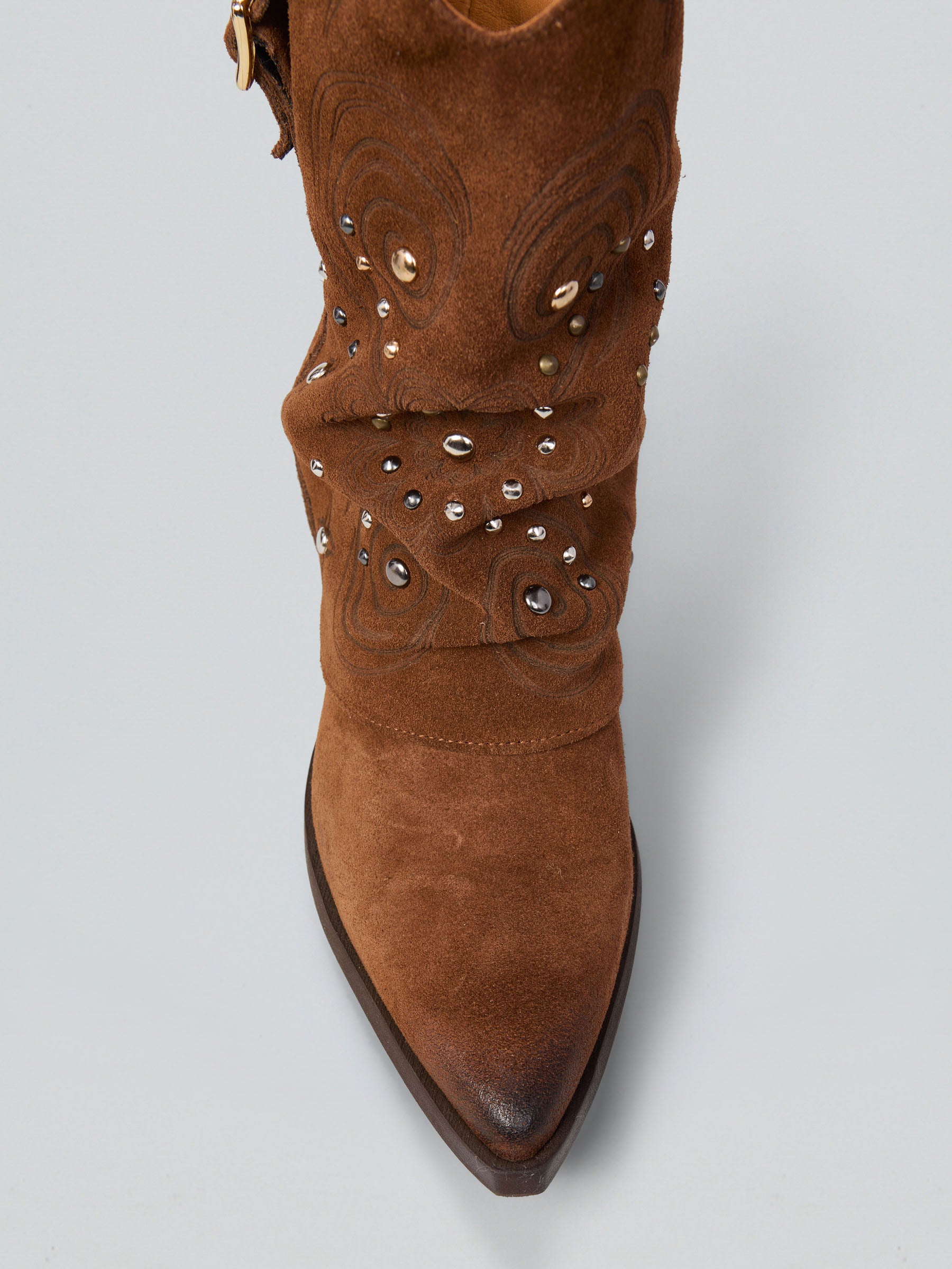 Ovyè Texani in camoscio spazzolato stivali brandy 6 cm