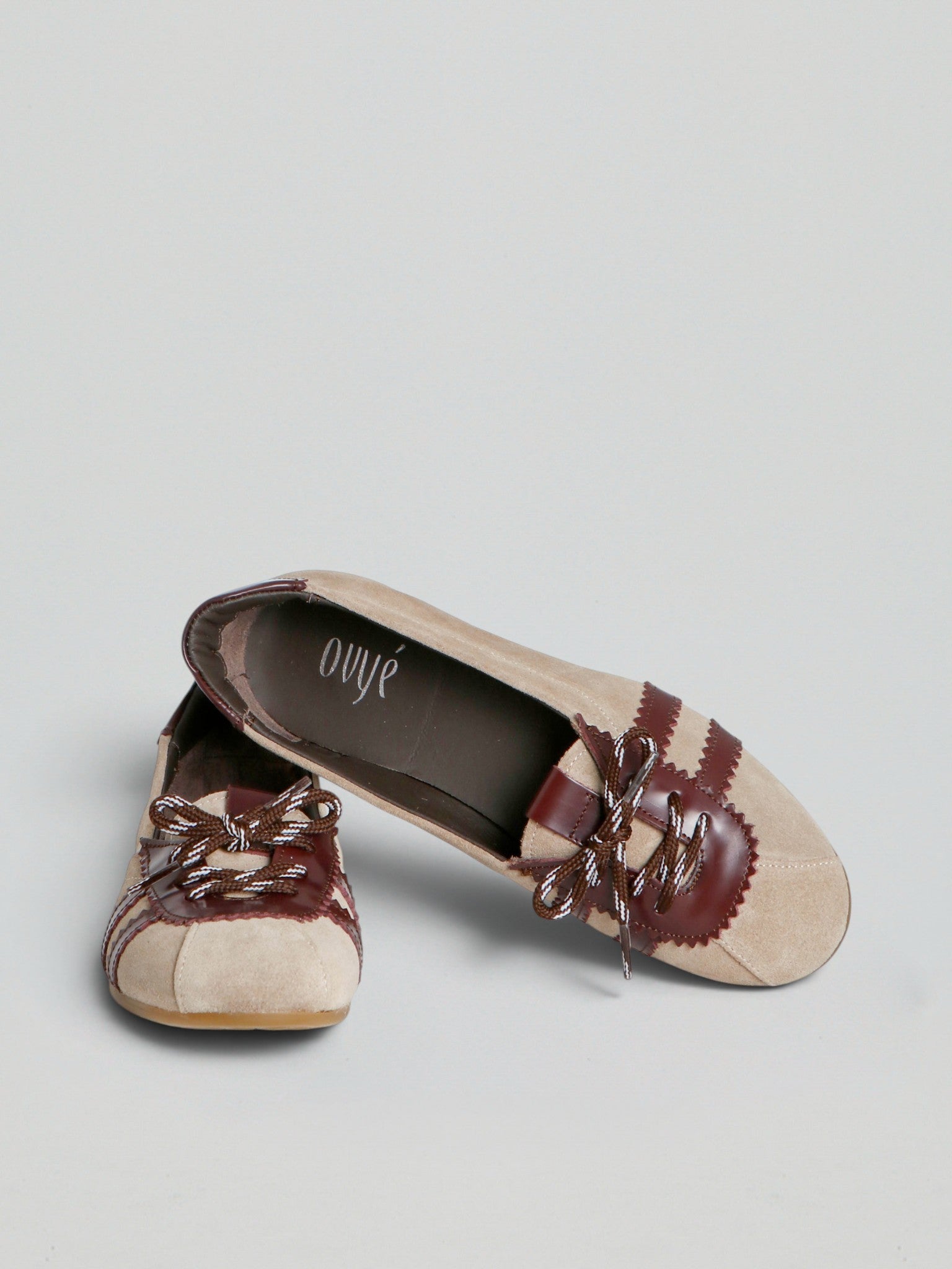 Ovyè Ballerine camoscio cocco-bordo 38 tacco 1 cm